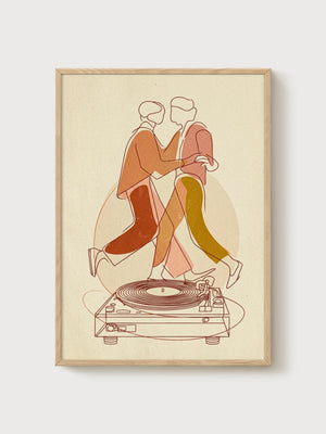 Mid Century Modern Print poster in oak frame