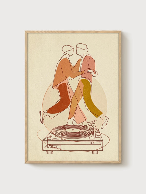 Mid Century Modern Print poster in oak frame