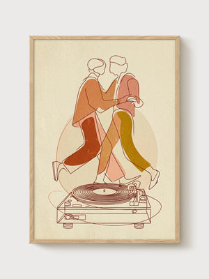 Mid Century Modern Print poster in oak frame