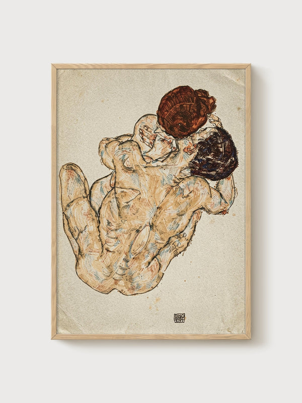 Egon Schiele Print poster in oak frame