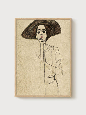 Egon Schiele Print poster in oak frame