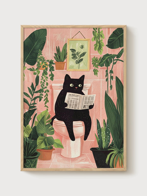 Funny Cat Poster poster in oak frame