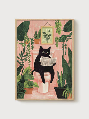 Funny Cat Poster poster in oak frame