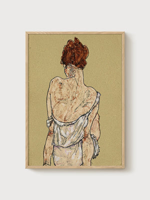 Egon Schiele Print poster in oak frame