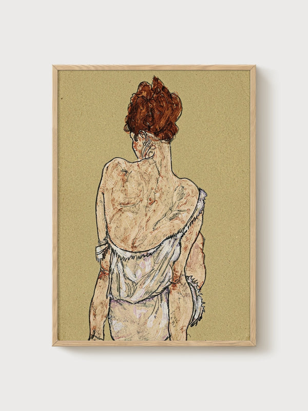 Egon Schiele Print poster in oak frame
