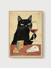 Black Cat Wine Print