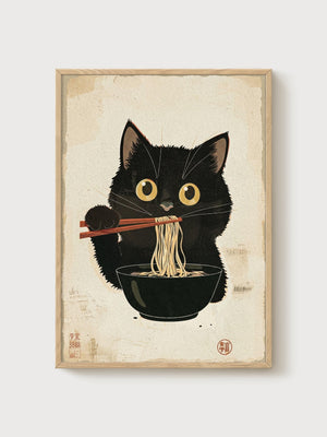 Japanese Woodblock Print poster in oak frame