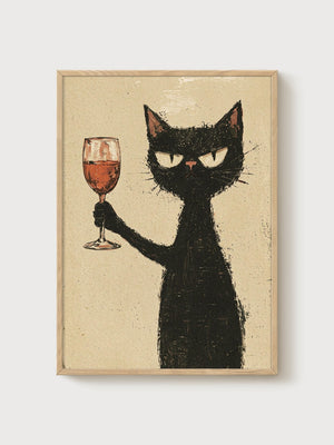 Funny Cat Poster poster in oak frame