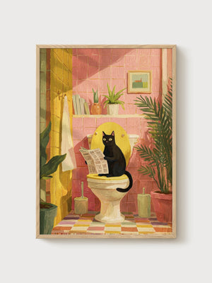 Funny Cat Poster poster in oak frame