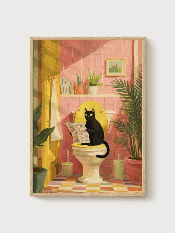 Funny Cat Poster poster in oak frame