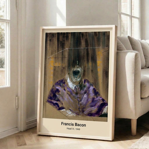 Charcoal and cream toned abstract head suspended in cage-like framework, conveying confinement and psychological tension, modern poster art.