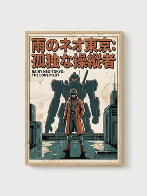 Mecha Poster poster in oak frame