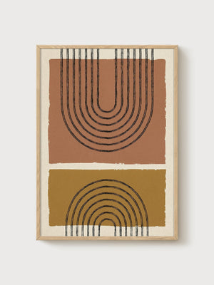 Mid Century Modern Wall Art poster in oak frame