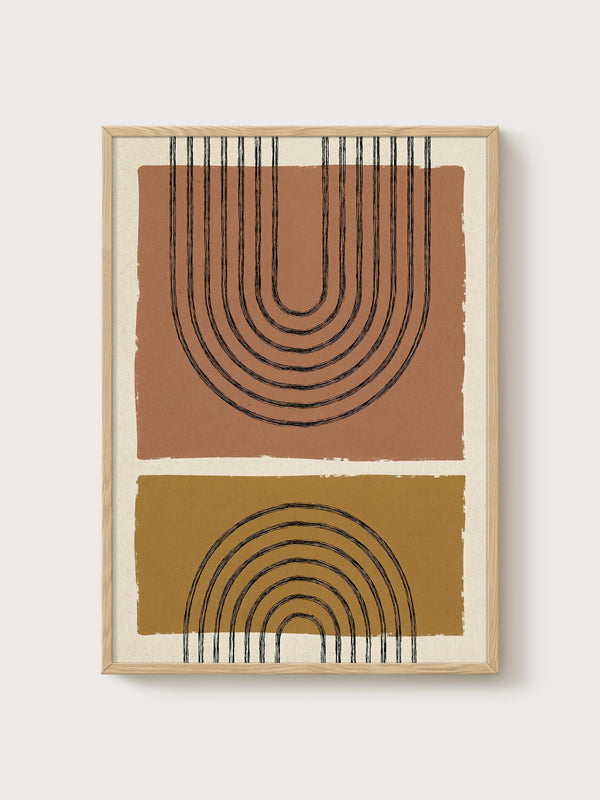 Mid Century Modern Wall Art poster in oak frame