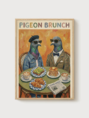 Pigeon Poster poster in oak frame
