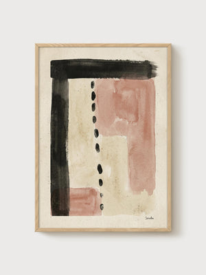 Abstract Watercolor Print poster in oak frame