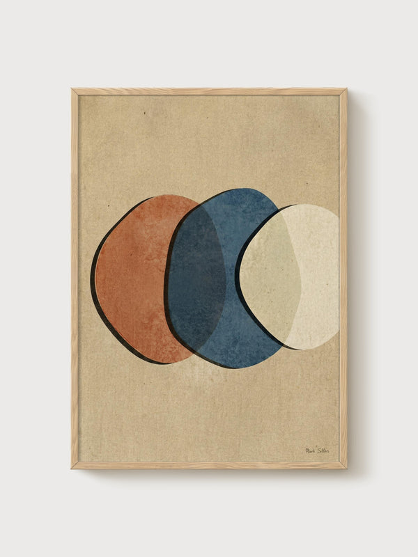 Mid Century Modern Wall Art poster in oak frame