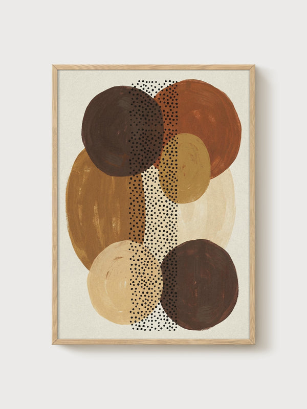 Mid Century Modern Abstract Geometric Print poster in oak frame
