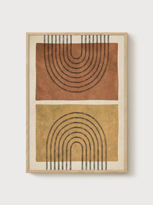 Mid Century Modern Wall Art poster in oak frame