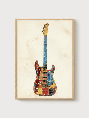 Electric Guitar Music Poster poster in oak frame
