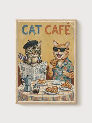 Funny Cat Poster poster in oak frame