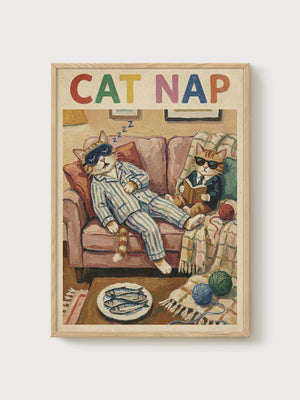 Funny Cat Poster poster in oak frame
