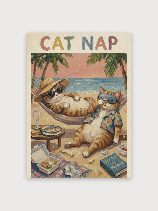 Cat Nap Beach Poster - Digital Download