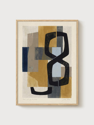 Mid Century Modern Wall Art poster in oak frame