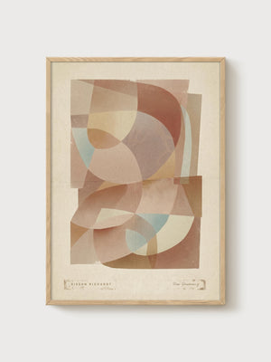Mid Century Modern Print poster in oak frame