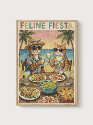 Funny Cat Poster poster in oak frame