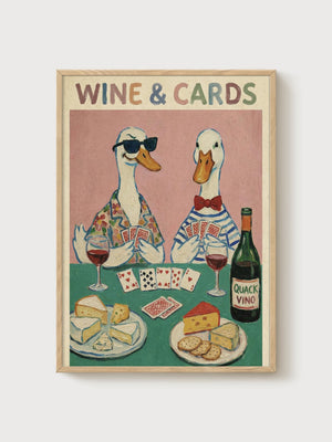 Funny Duck Poster poster in oak frame