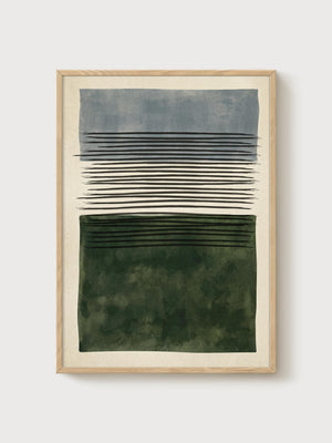 Minimalist Abstract Print poster in oak frame