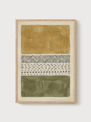 Abstract Boho Print poster in oak frame