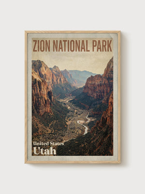 Zion National Park Poster poster in oak frame
