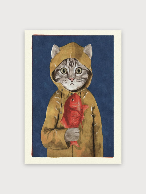 Cat with Fish - Digital Download