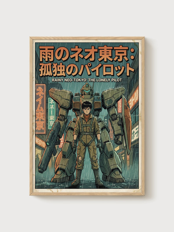 Mecha Poster poster in oak frame