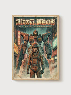 Mecha Poster poster in oak frame