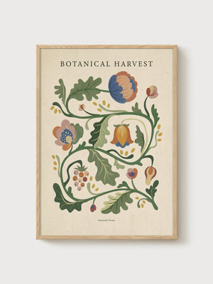 Botanical Harvest Print poster in oak frame