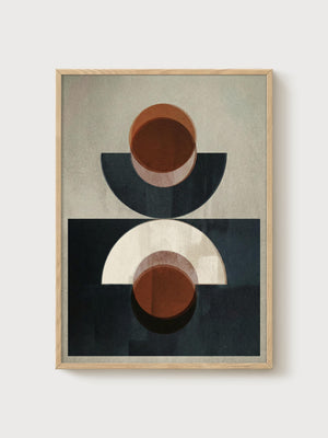 Mid Century Modern Wall Art poster in oak frame