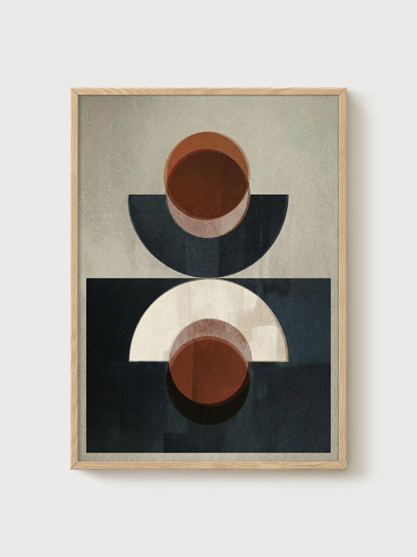 Mid Century Modern Wall Art poster in oak frame