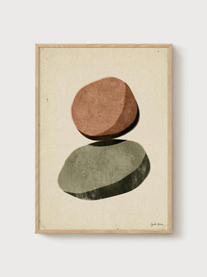 Minimalist Mid Century Modern Print poster in oak frame