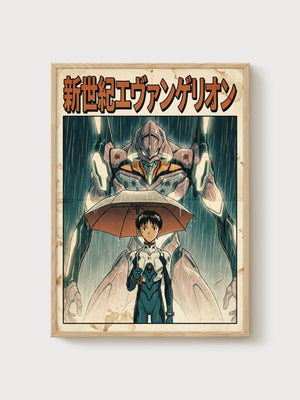 Evangelion Poster poster in oak frame