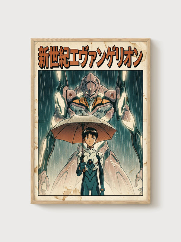 Evangelion Poster poster in oak frame