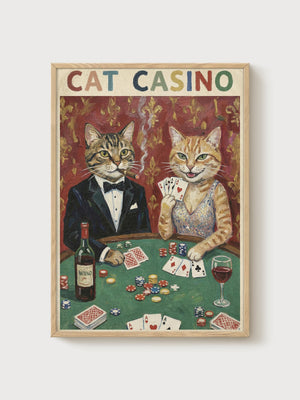 Funny Cat Poster poster in oak frame