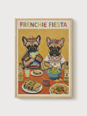 French Bulldog Print poster in oak frame