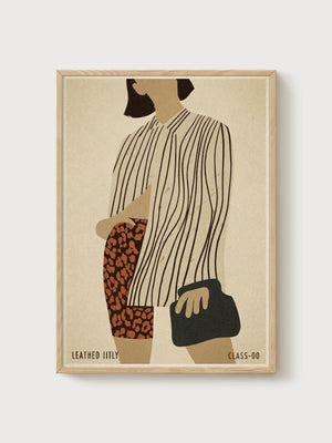 Mid Century Modern Print poster in oak frame