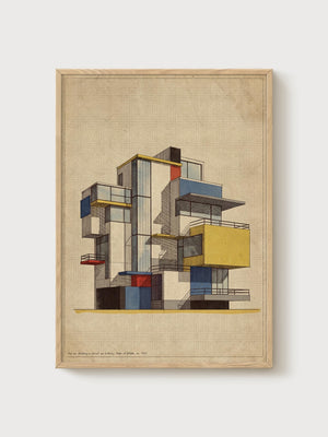 Bauhaus Print poster in oak frame