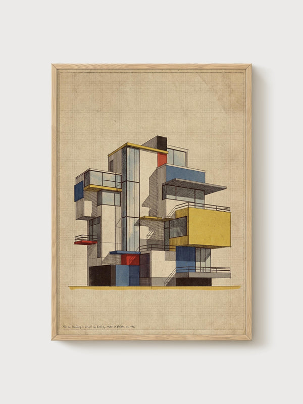 Bauhaus Print poster in oak frame
