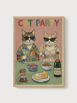 Funny Cat Poster poster in oak frame