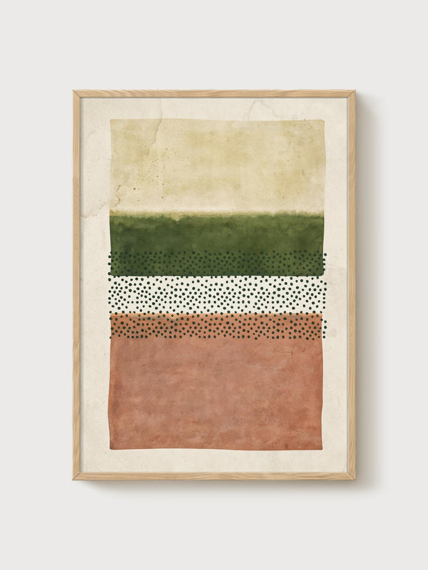Modern Abstract Print poster in oak frame